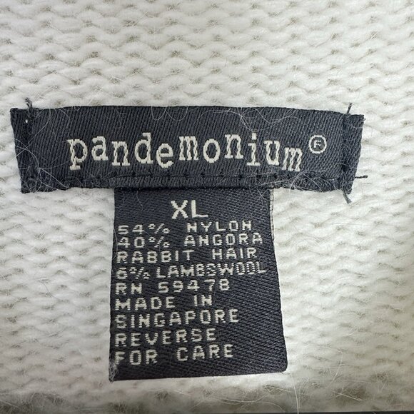 Pandemonium Angora Blend Lace Sweater Women XL Cream L/S Preppy Quiet Luxury - Picture 3 of 8